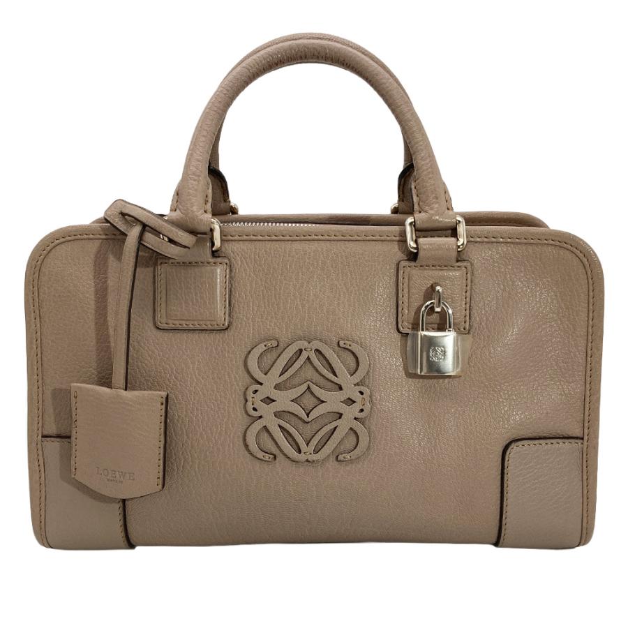 ロエベ アマゾナ 28 ハンドバッグ、グレー ゴートスキンレザー LOEWE（ロエベ） アマソナ 28 ハンドバッグ レザー シルバー金具