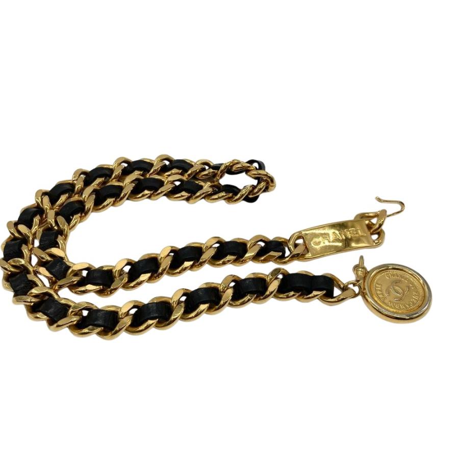 CHANEL（シャネル） ココマーク チェーン ベルト レザー 75cm ブラック