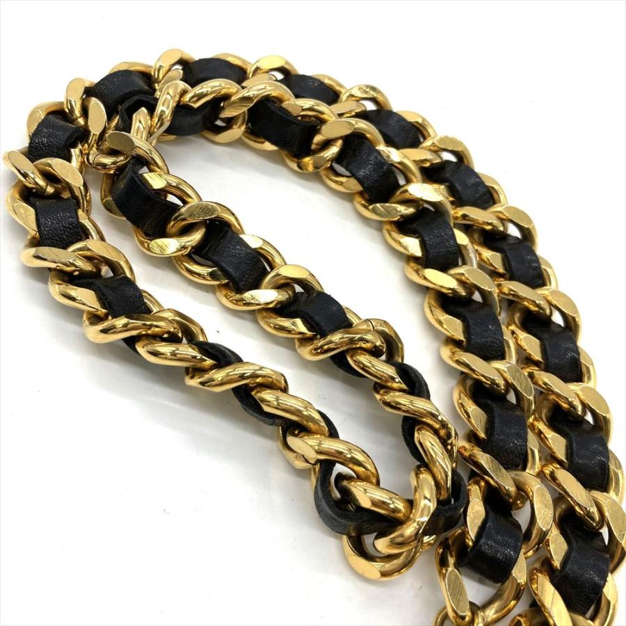 CHANEL シャネル ココマーク チェーン ベルト レザー 75cm ブラック