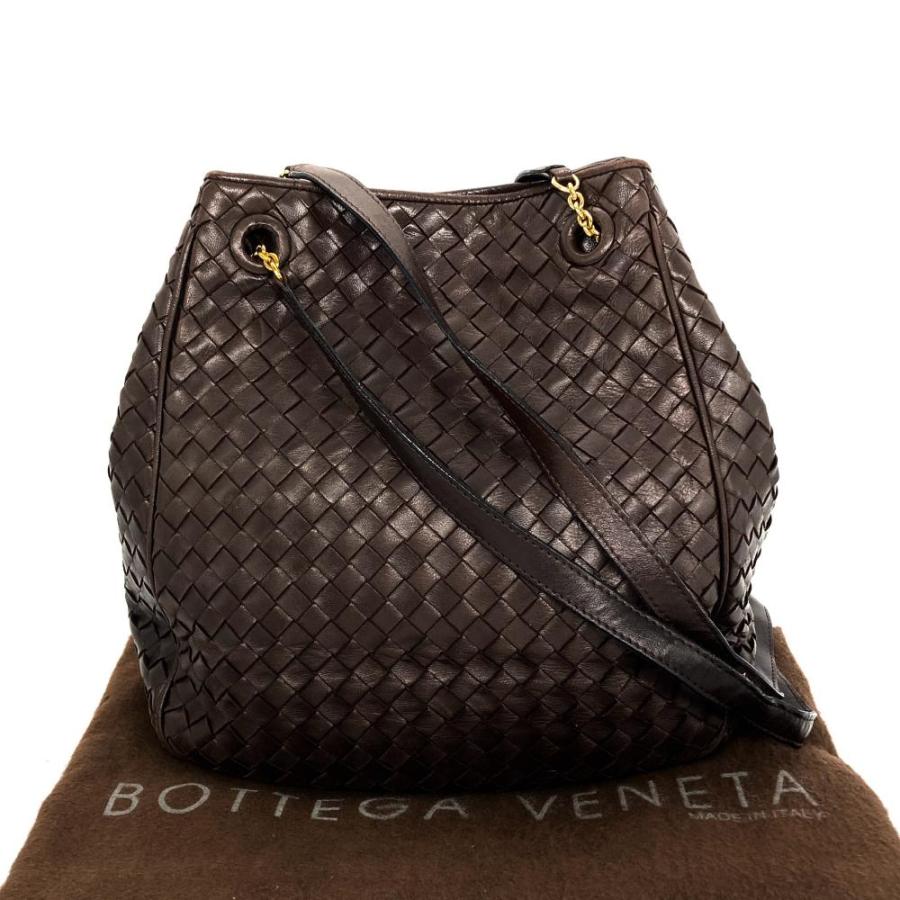 BOTTEGA VENETA イントレチャート ショルダーバッグ ブラウン BOTTEGA VENETA】ショルダーバッグ イントレチャート ブラウン