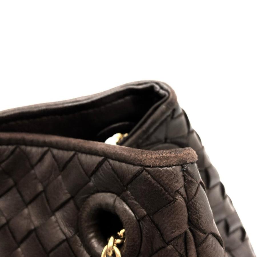 【美品】ボッテガヴェネタ ショルダーバッグ イントレチャート レザー ブラウン BOTTEGA VENETA ボッテガヴェネタ ショルダーバッグ イントレ
