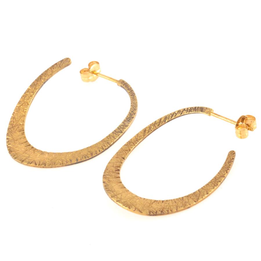 エテ ete クラフト オーバル ピアス 871459 K18YG 2.9g SV925 イエローゴールド コーティング フープ レディース | ete