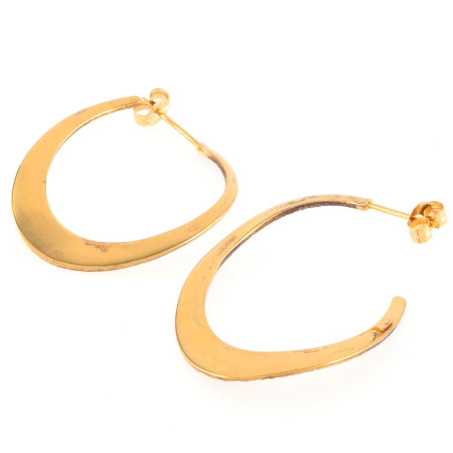 エテ ete クラフト オーバル ピアス 871459 K18YG 2.9g SV925 イエローゴールド コーティング フープ レディース | ete | 01