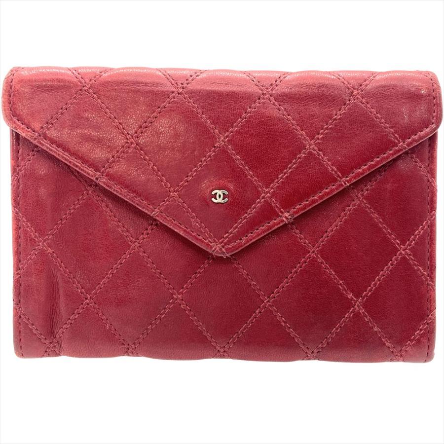 CHANEL（シャネル） ビコローレ 二つ折り財布 ラムスキン レッド