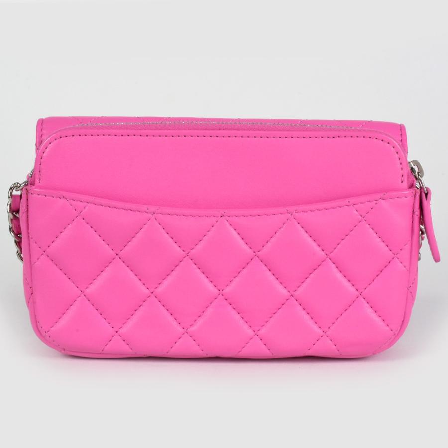 シャネル CHANEL マトラッセ フォンケース チェーンウォレット ショルダーバッグ ラムスキン ピンク シルバー金具 ココマーク 31番台_2