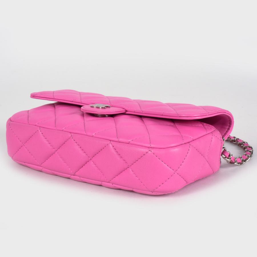 シャネル CHANEL マトラッセ フォンケース チェーンウォレット ショルダーバッグ ラムスキン ピンク シルバー金具 ココマーク 31番台_3
