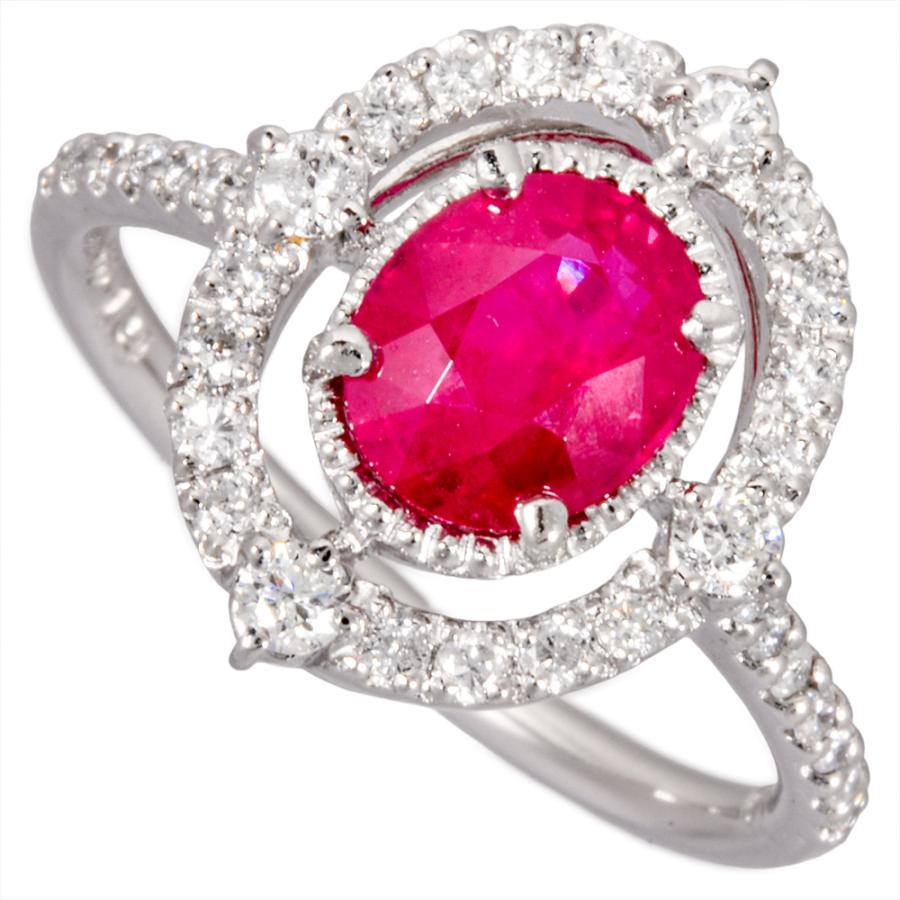 指輪　ルビー　ダイヤモンド　12号　Pt850 フラワーモチーフリング 指輪 ルビー 0.83ct ダイヤモンド Pt850 12号