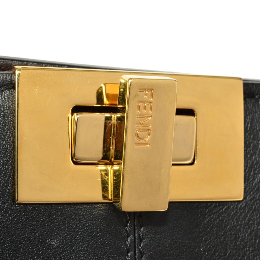 【美品】FENDI ブラックレザーバングル/箱付き ダブルバゲット レザー ブラック | Fendi
