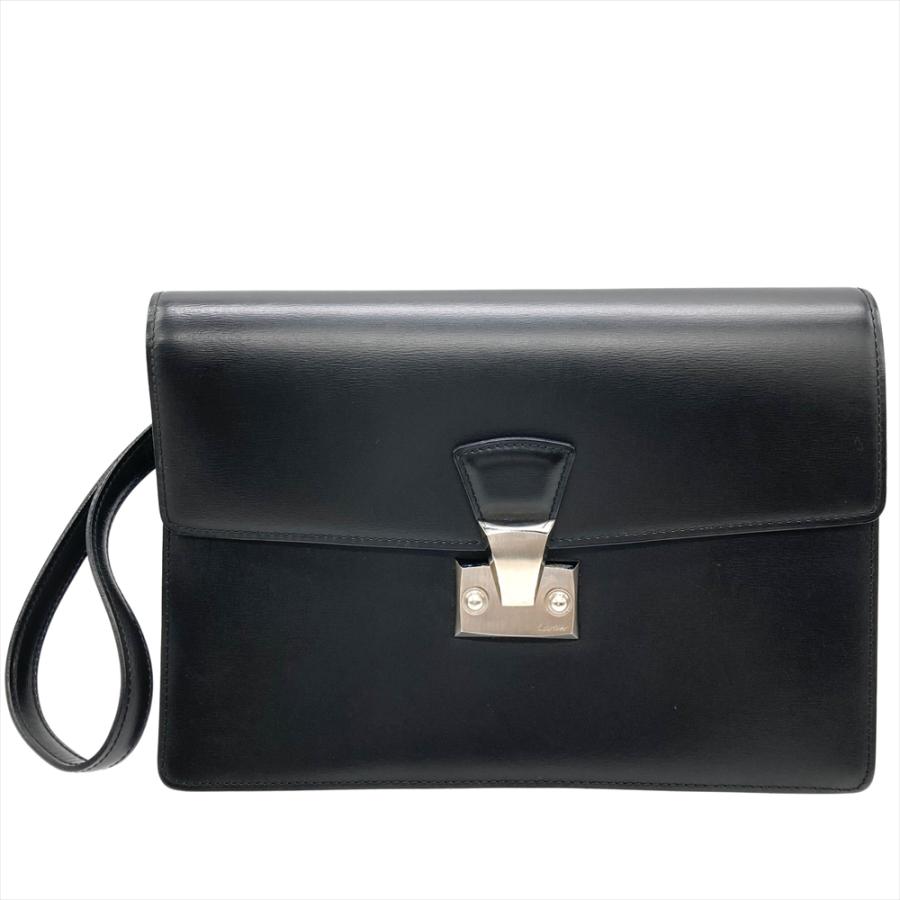 美品✨ カルティエ セカンドバッグ パシャ 持ち手有 レザー ユニセックス Cartier カルティエ パシャ セカンドバッグ レザー ブラック ユニ