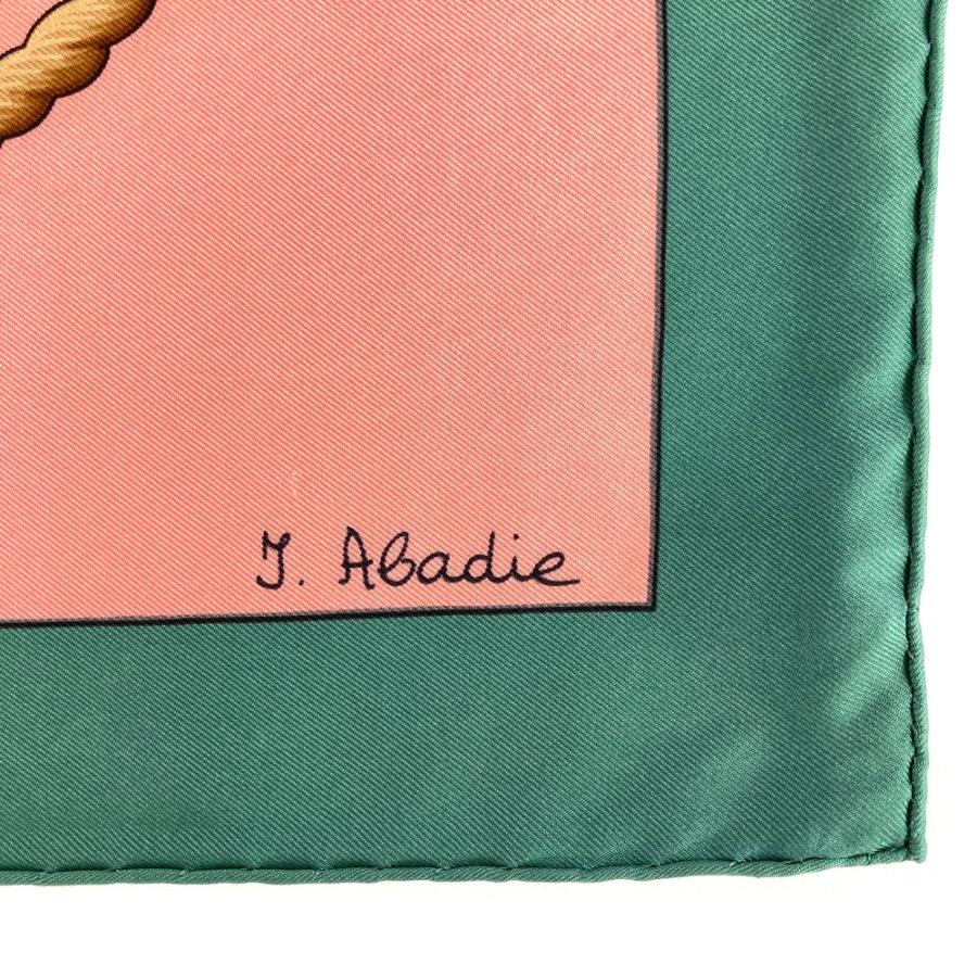 HERMES エルメス カレ90 Lephyr 帆船 スカーフ シルク グリーン