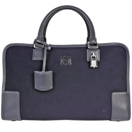 LOEWE ロエベ ハンドバッグ アマソナ36 ネイビー スエード