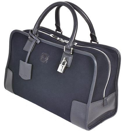 LOEWE（ロエベ） ハンドバッグ アマソナ36 ネイビー スエード/レザー