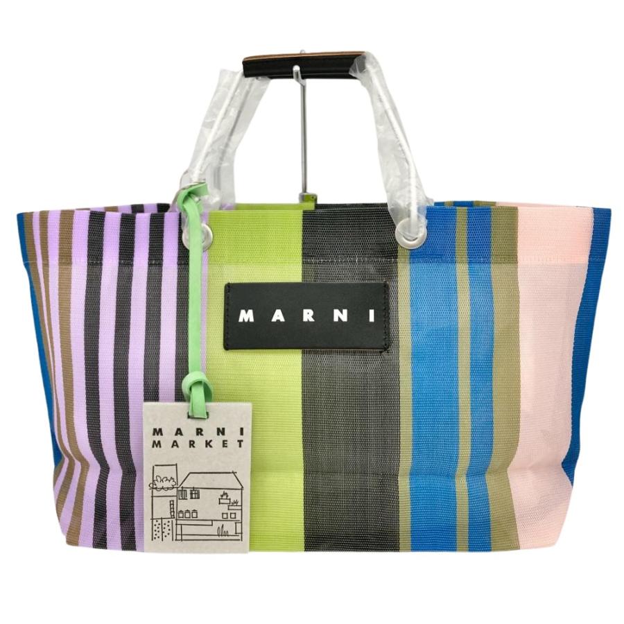 MARNI（マルニ） マーケット フラワー カフェ ストライプ ミニ トート