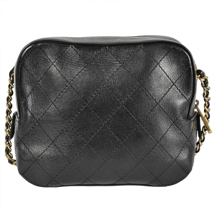 本物 シャネル CHANEL ココマーク マトラッセ ダブルフラップ チェーン ショルダーバッグ ラムスキン レザー ブラック Matelasse バッグ 中古・ マトラッセ シャネル ミニ ダブルチェーンショルダーバッグ ラムスキン