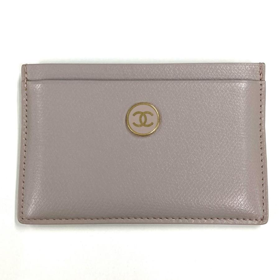 CHANEL シャネル　レザー　ココボタン　カードケース　名刺入れ　ベージュ系 CHANEL（シャネル） ココマーク 名刺入れ カードケース レザー A20906