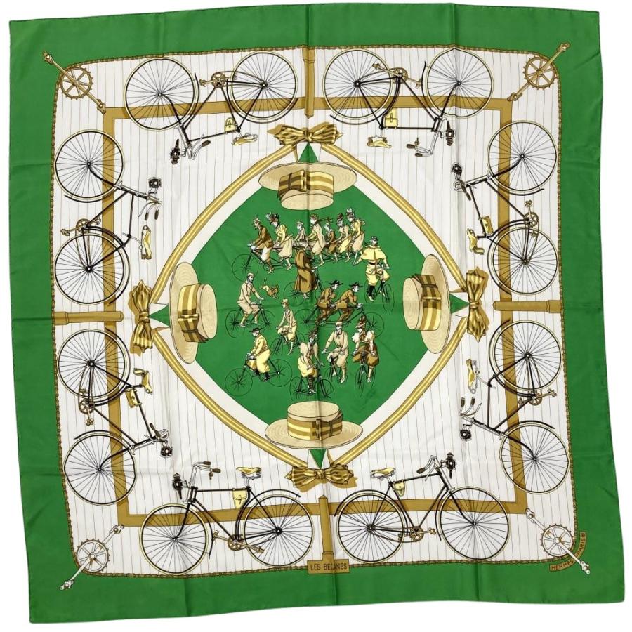HERMES/エルメス カレ90 自転車 シルク スカーフ d_095 HERMES（エルメス） カレ90 自転車 LES BECANES スカーフ シルク