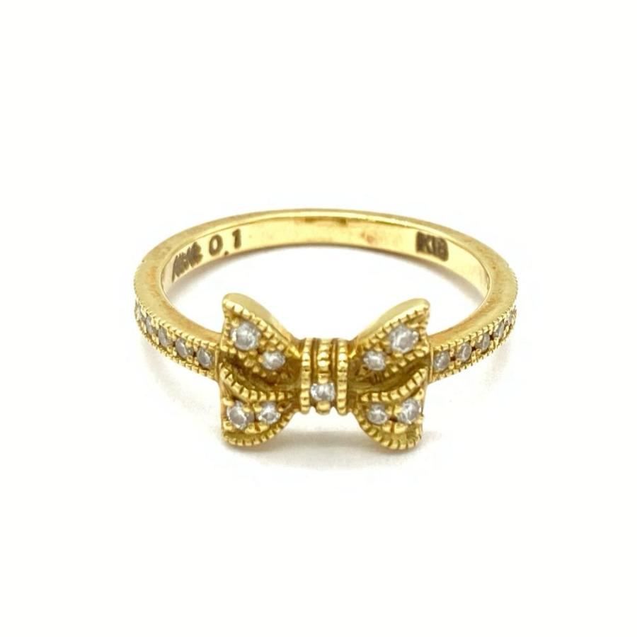 AHKAH（アーカー） リボン モチーフ リング 指輪 ダイヤモンド 0.1ct