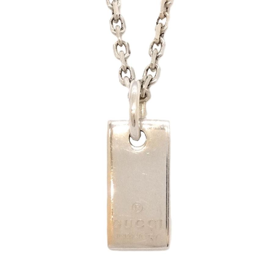 GUCCI シルバー ロゴプレート ネックレスSV925 GUCCI（グッチ） ネックレス SV925 11.3g シルバー タグ プレート ロゴ