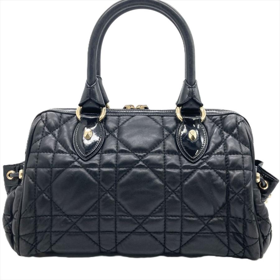 ディオール Dior ハンドバッグ レザー ブラック ゴールド金具 