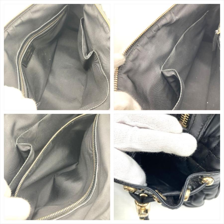 ディオール Dior ハンドバッグ レザー ブラック ゴールド金具