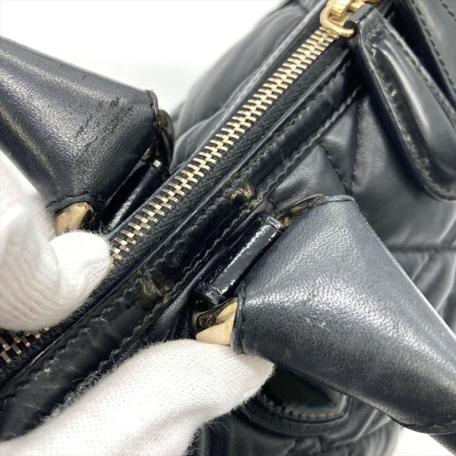 ディオール Dior ハンドバッグ レザー ブラック ゴールド金具