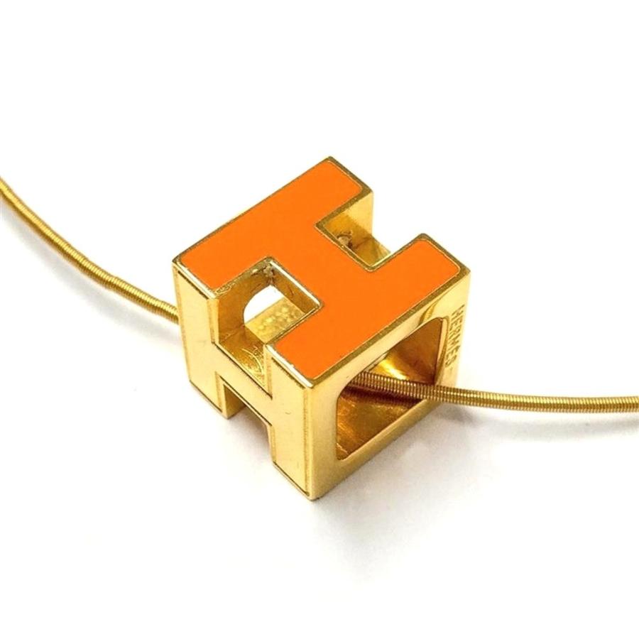 HERMES Hキューブ ネックレス オレンジ ゴールド HERMES（エルメス） カージュドアッシュ Hキューブ ネックレス GPg