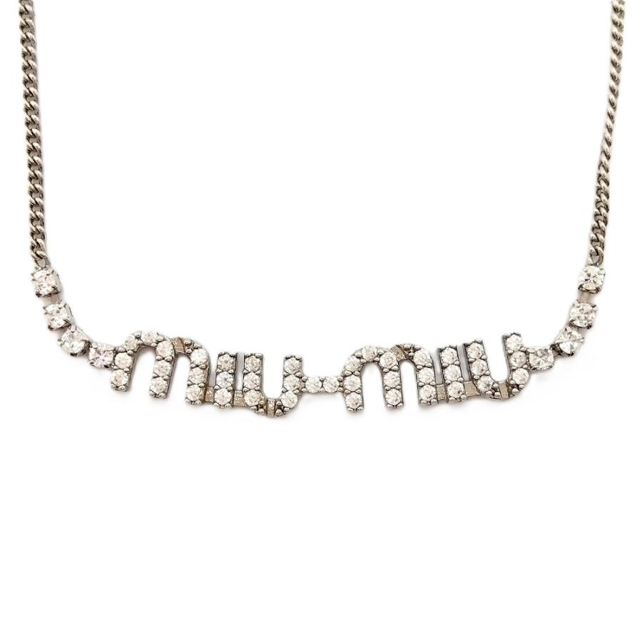 miu ミュウミュウ MIUMIU クリスタル付 ネックレス メタル miu ミュウミュウ MIUMIU クリスタル付 ネックレス メタル