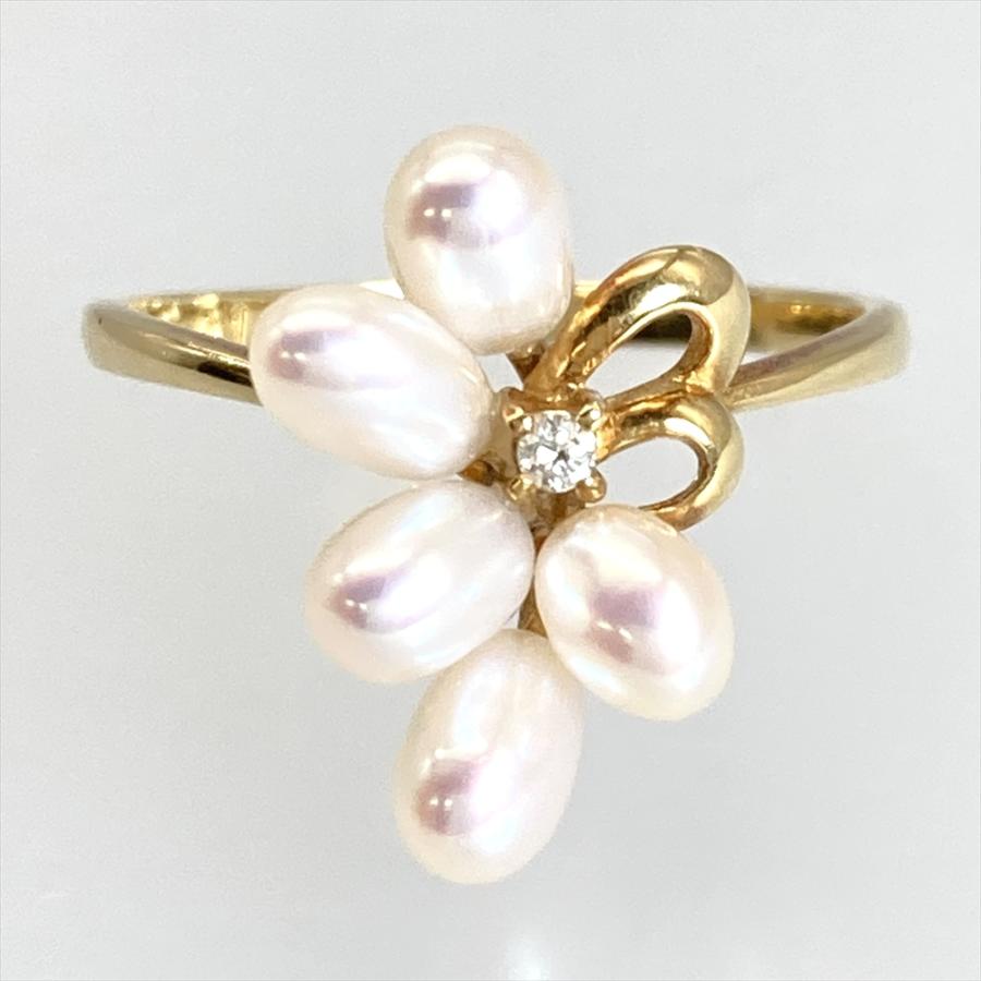 タサキ TASAKI 淡水パール リング 指輪 ダイヤモンド 0.01ct 約13号 
