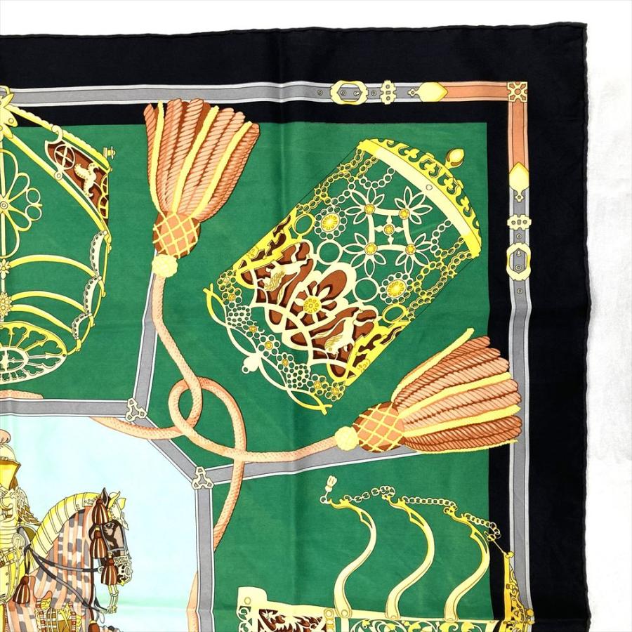 HERMES（エルメス） カレ90 LES MUSEROLLES 鼻革 スカーフ グリーン