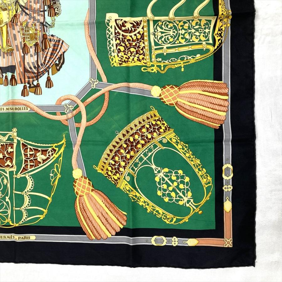 HERMES（エルメス） カレ90 LES MUSEROLLES 鼻革 スカーフ グリーン