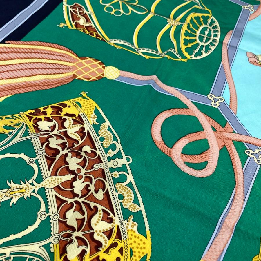 HERMES（エルメス） カレ90 LES MUSEROLLES 鼻革 スカーフ グリーン
