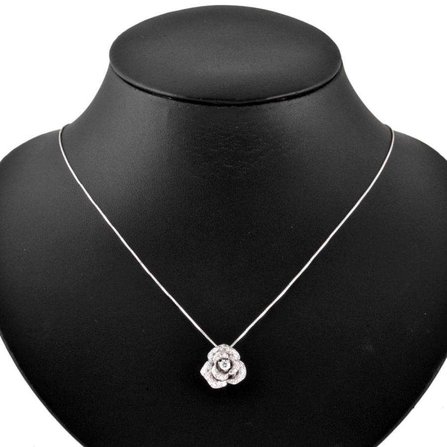 フラワーモチーフ ペンダント ネックレス ダイヤモンド 0.7ct K18WG