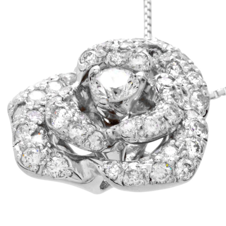 フラワーモチーフ ペンダント ネックレス ダイヤモンド 0.7ct K18WG