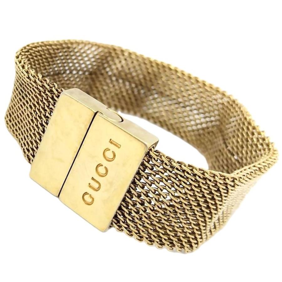 GUCCI グッチ バングル ブレスレット メッシュ　ゴールドカラー GUCCI グッチ ロゴ メッシュ 編み込み ブレスレット ITALY