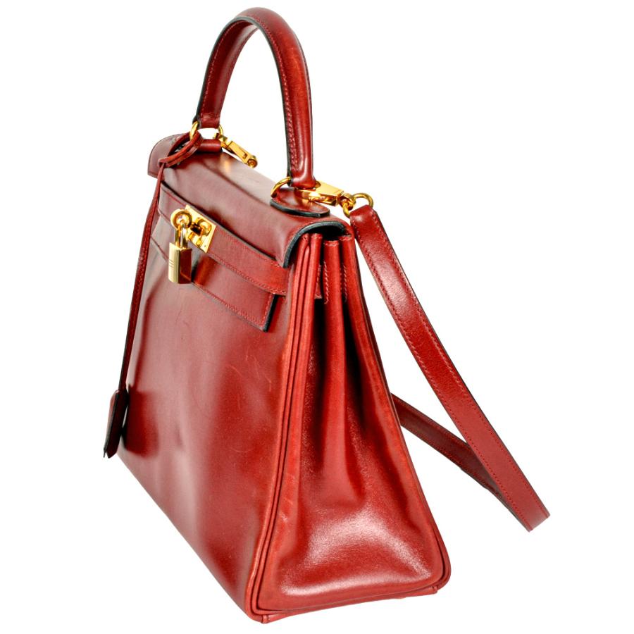 HERMES（エルメス） ケリー28 ハンドバッグ ボックスカーフ 〇W刻印