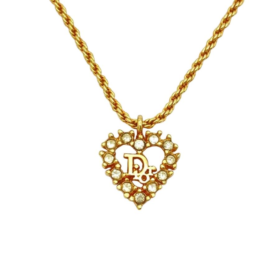 ディオール Dior ロゴ ハート モチーフ ラインストーン ネックレス