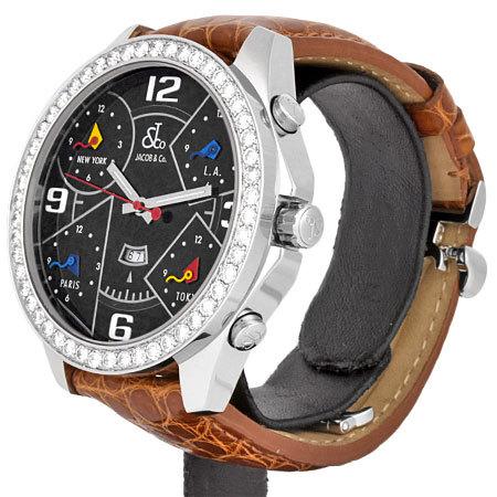 ファイブタイムゾーン ジェイコブ JACOB＆Co. 47MM ダイヤベゼル SS