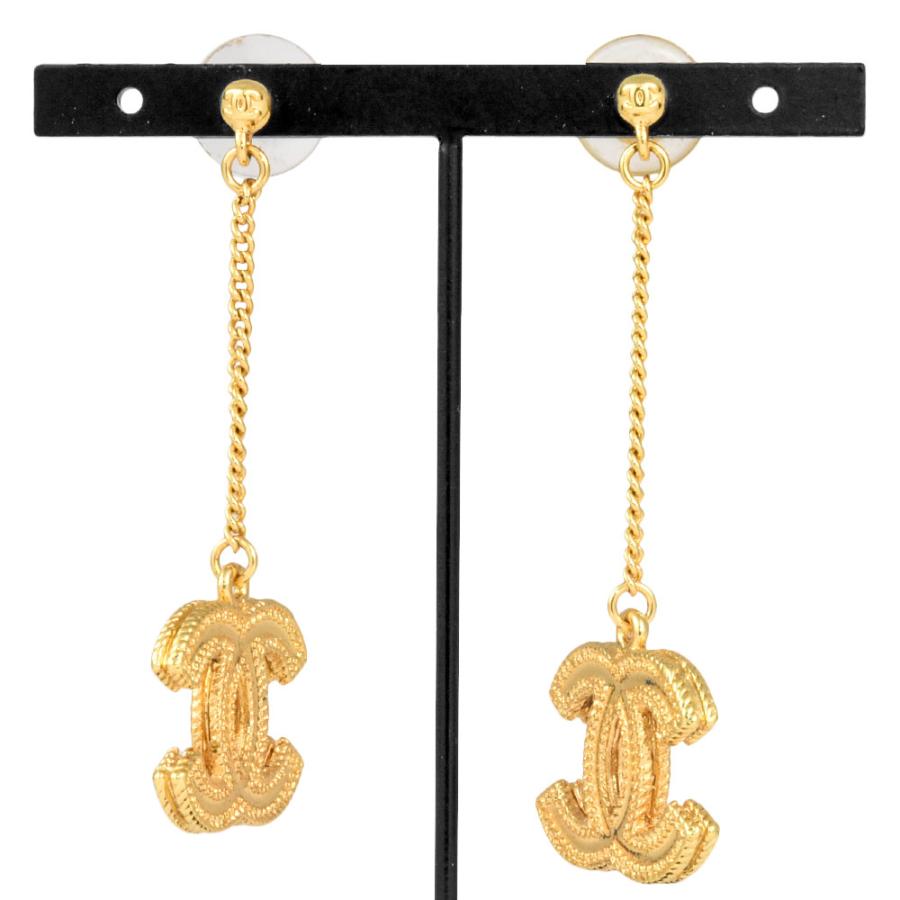 CHANEL シャネル ココマーク スイング チェーン ピアス メタル CHANEL シャネル ココマーク スイング チェーン ピアス メタル