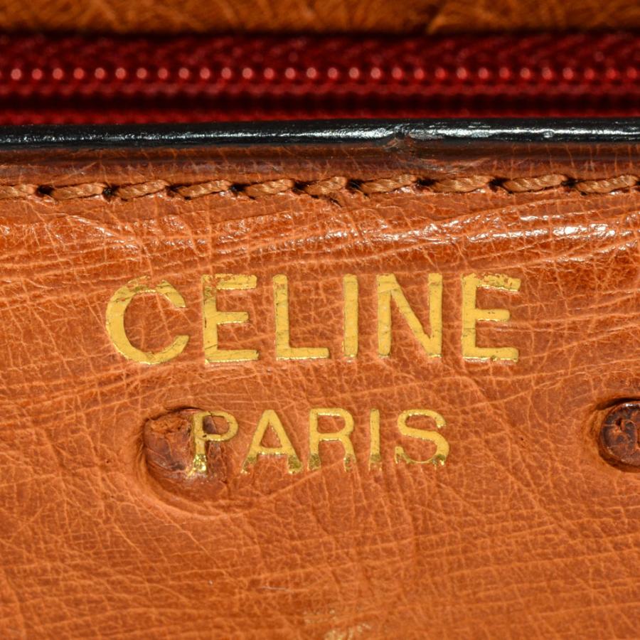 CELINE（セリーヌ） ヴィンテージ レザー ハンドバッグ オーストリッチ