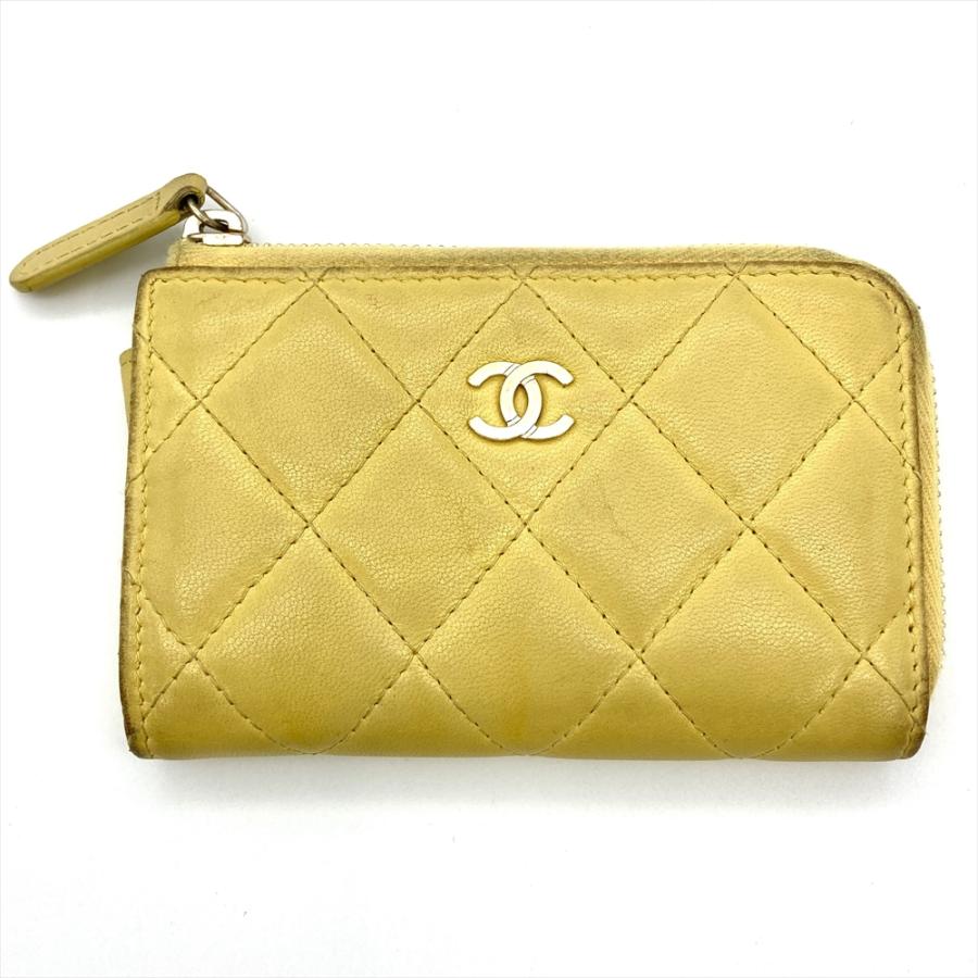 シャネル ラムスキン ケース A68943 イエロー 23番台 小銭入れ マトラッセ シャネル CHANEL ラムスキン コインケース A68943 イエロー