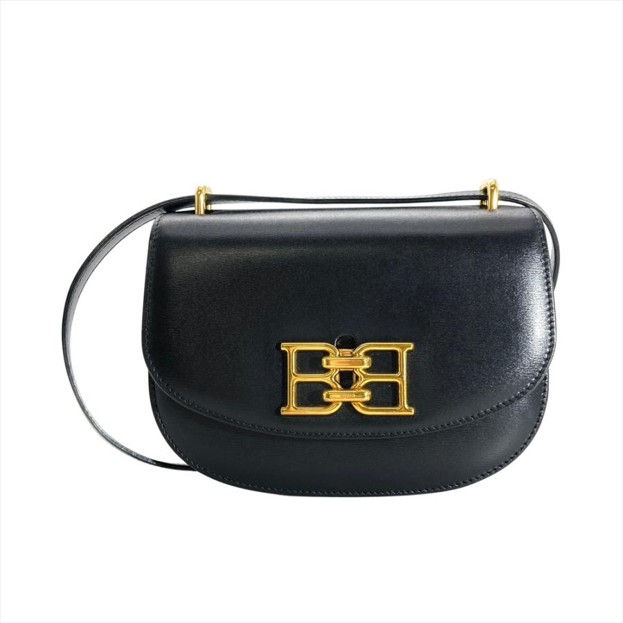 Bally（バリー） ロゴ金具 ショルダーバッグ レザー ブラック ゴールド