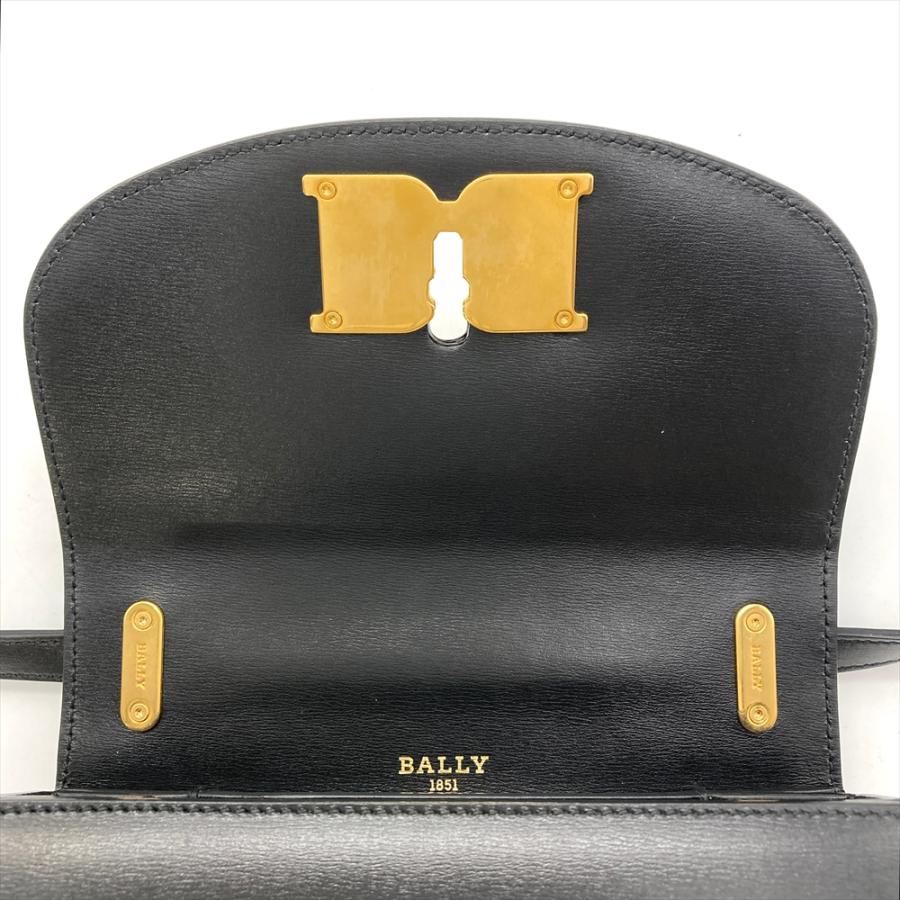 Bally（バリー） ロゴ金具 ショルダーバッグ レザー ブラック ゴールド