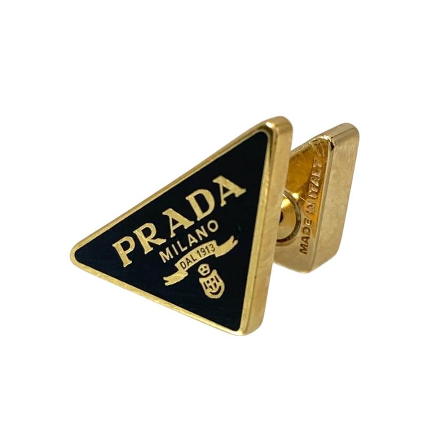PRADA（プラダ） ロゴ エナメル メタル ピアス 片耳用 ブラック