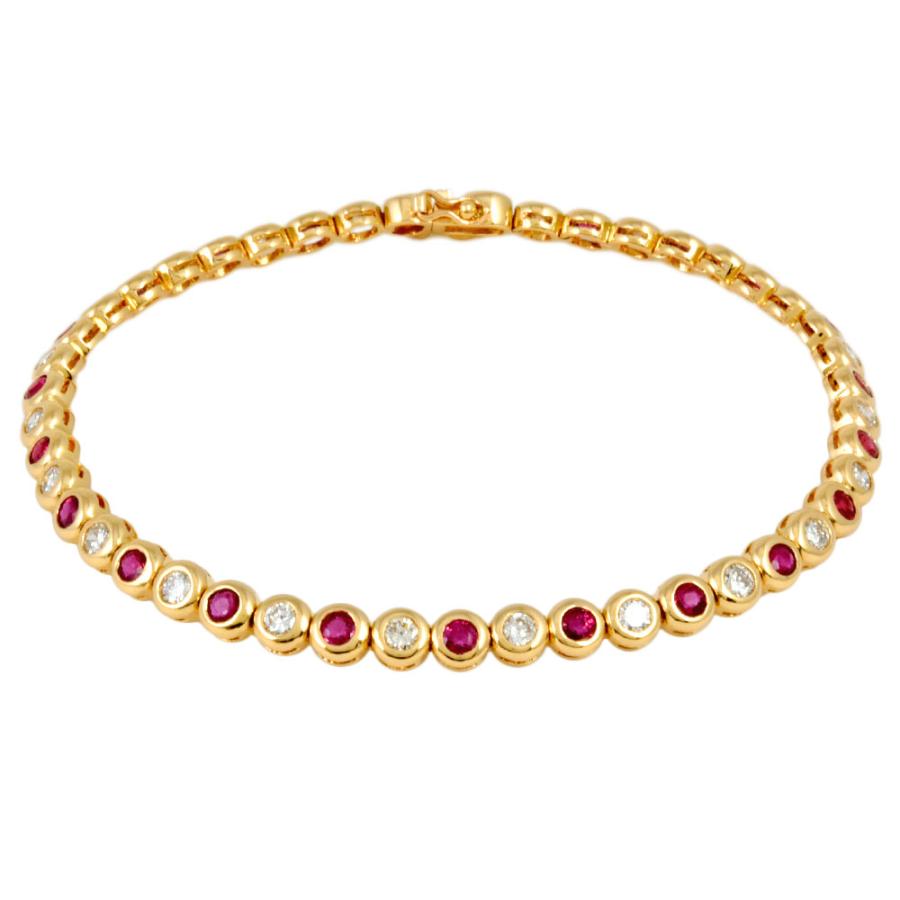 ブレスレット ルビー 1.91ct K18YG ダイヤモンド 1.16ct : ゴールド  