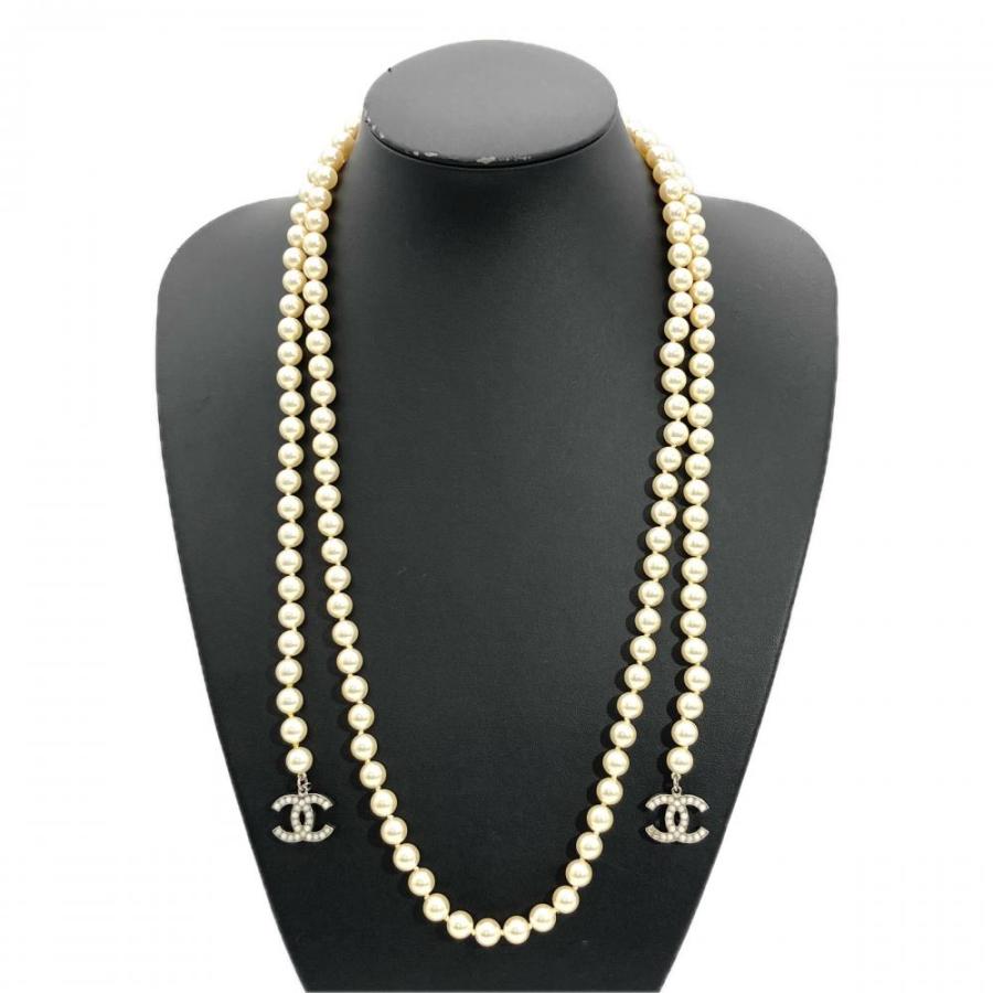 【価格交渉可】CHANEL ゴールドカラー ネックレス フェイクパール　パール調 CHANEL（シャネル） パール ラリエット ネックレス フェイクパール