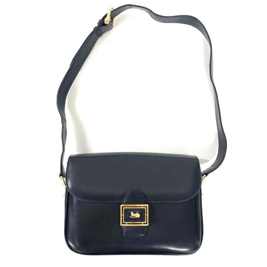 セリーヌ ショルダーバッグ 馬車金具 カーフレザー ブラック 黒 大容量 多機能 CELINE（セリーヌ） 馬車金具 ショルダーバッグ レザー ブラック