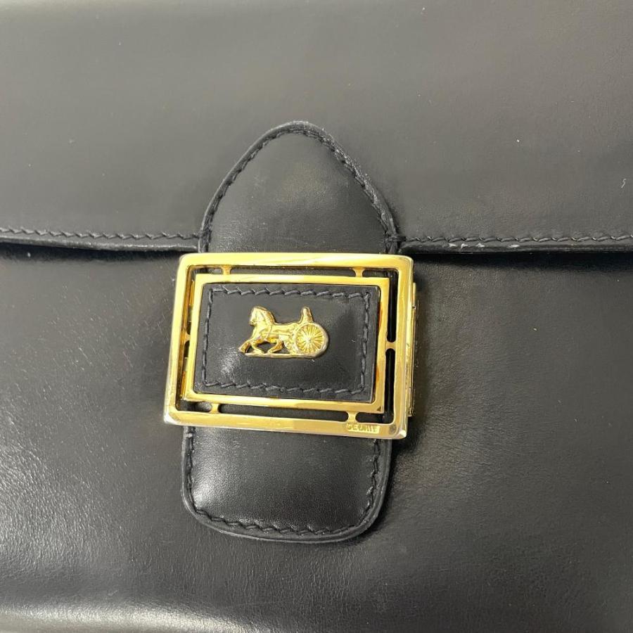 CELINE（セリーヌ） 馬車金具 ショルダーバッグ レザー ブラック