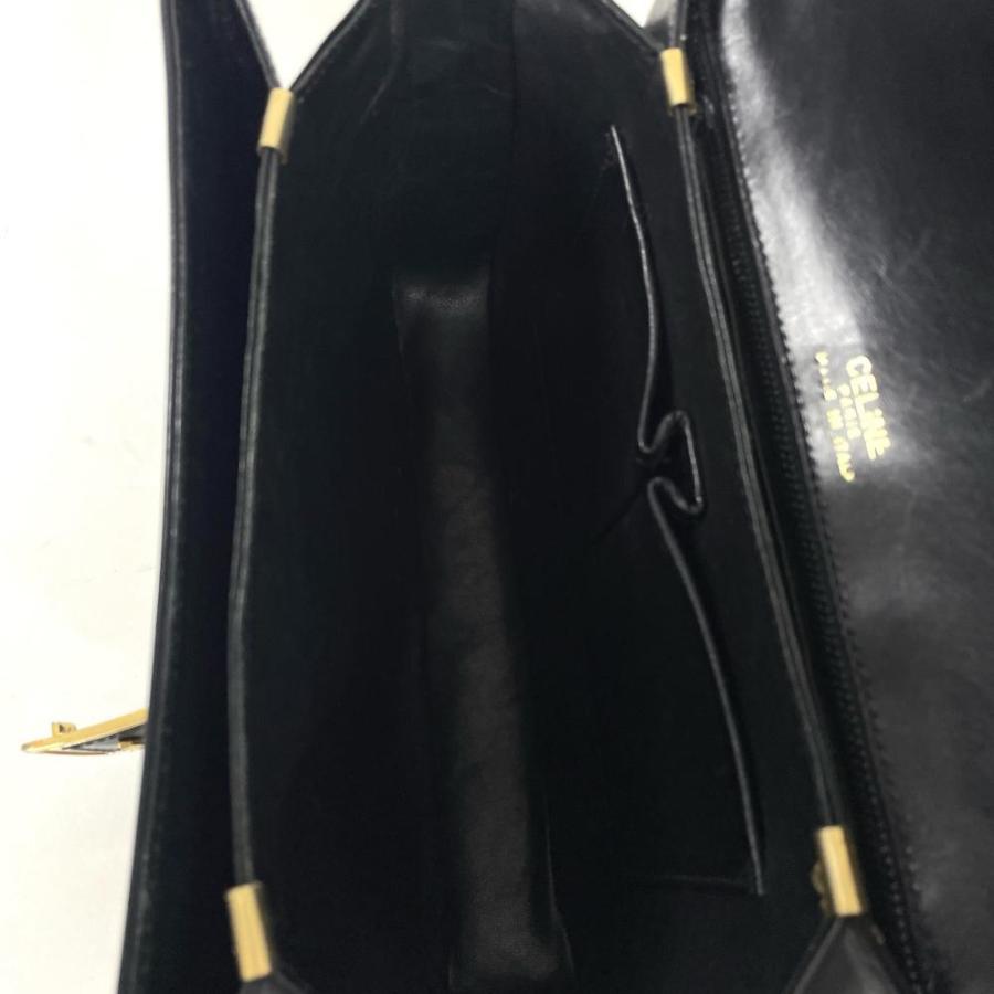 CELINE（セリーヌ） 馬車金具 ショルダーバッグ レザー ブラック