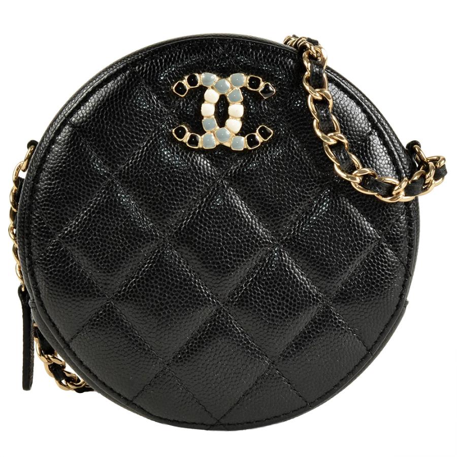 シャネル CHANEL ラージココマークチェーンショルダー ブラック/ゴールド金具 キャビアスキン レディース ショルダーバッグ シャネル CHANEL ラージココマークチェーンショルダー ブラック