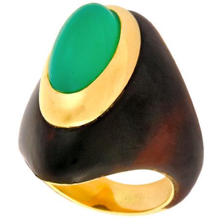 BOUCHERON（ブシュロン） リング クリソプレーズ べっ甲 K18YG #49 